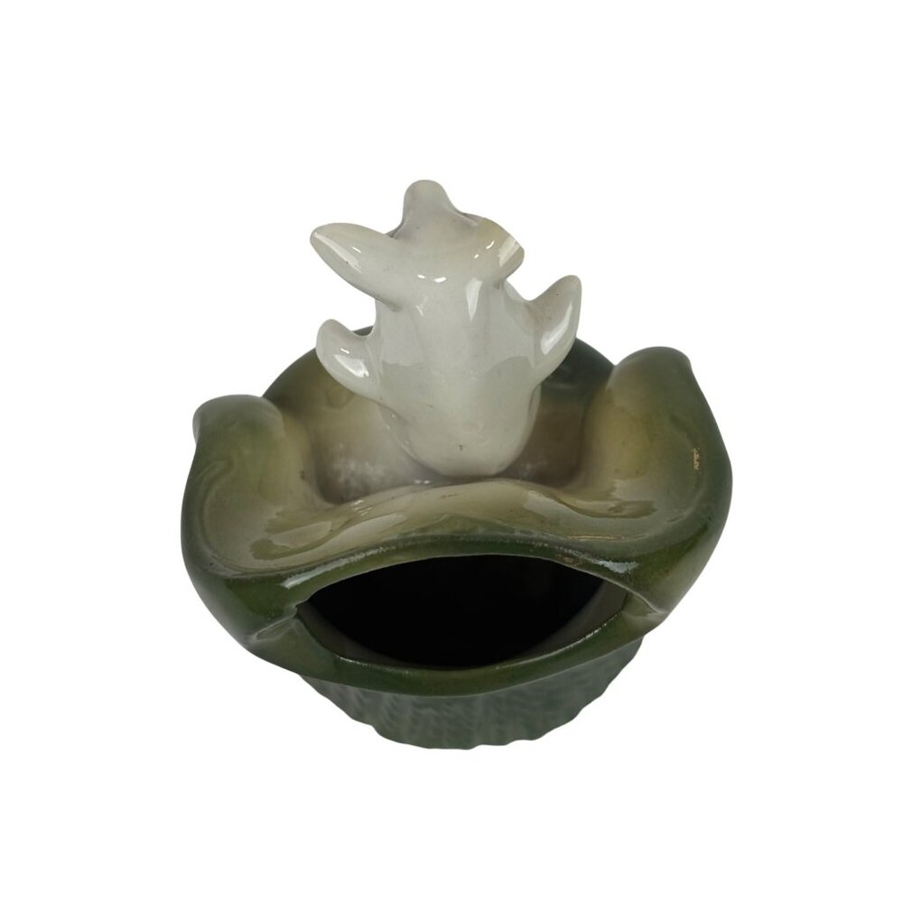 Vintage Porcelain Pig On Chair Toothpick Holder Tiny Green Vase - Picture 3 of 10